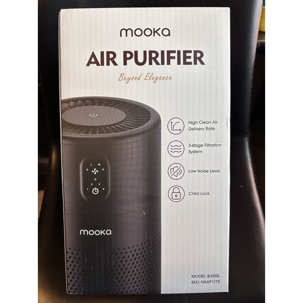 Mooka Air Purifier B-D02L New‎ in Box 3-Stage Filter Low Noise HEPA Home Office